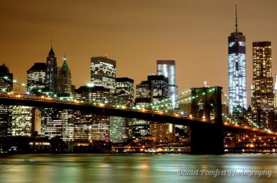 Brooklyn Bridge, Skyline, New York, City, Night, NYC25822