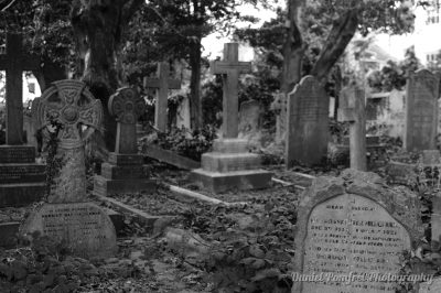 Cross Headstone, Parish Church, St John, Hampstead, London, B&W, 2014815