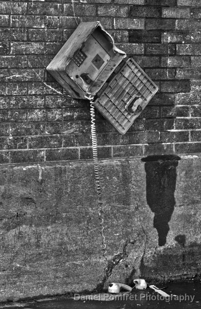 Phone Box, Roosevelt Island, New York City, NY_HDR_Black and White