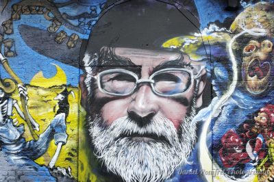 Terry Pratchett Mural by Dr Zadok and Jim Vision, Street Art, Brick Lane, London, graffiti
