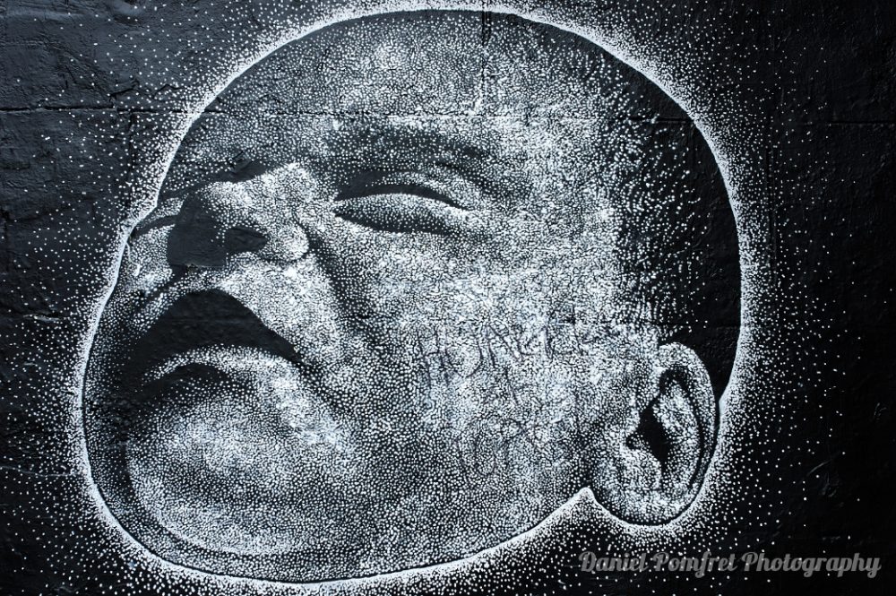 Empty Belly,Street Art, Brick Lane, London, graffiti,baby, head