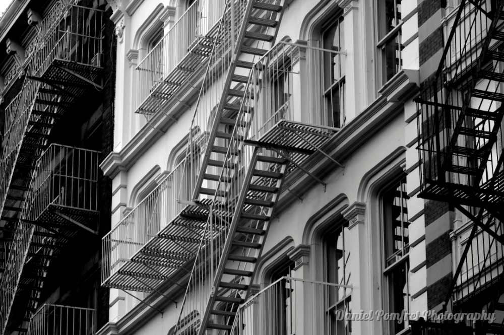 Fire escape stairs, New York, facade, Manhattan, 2019296